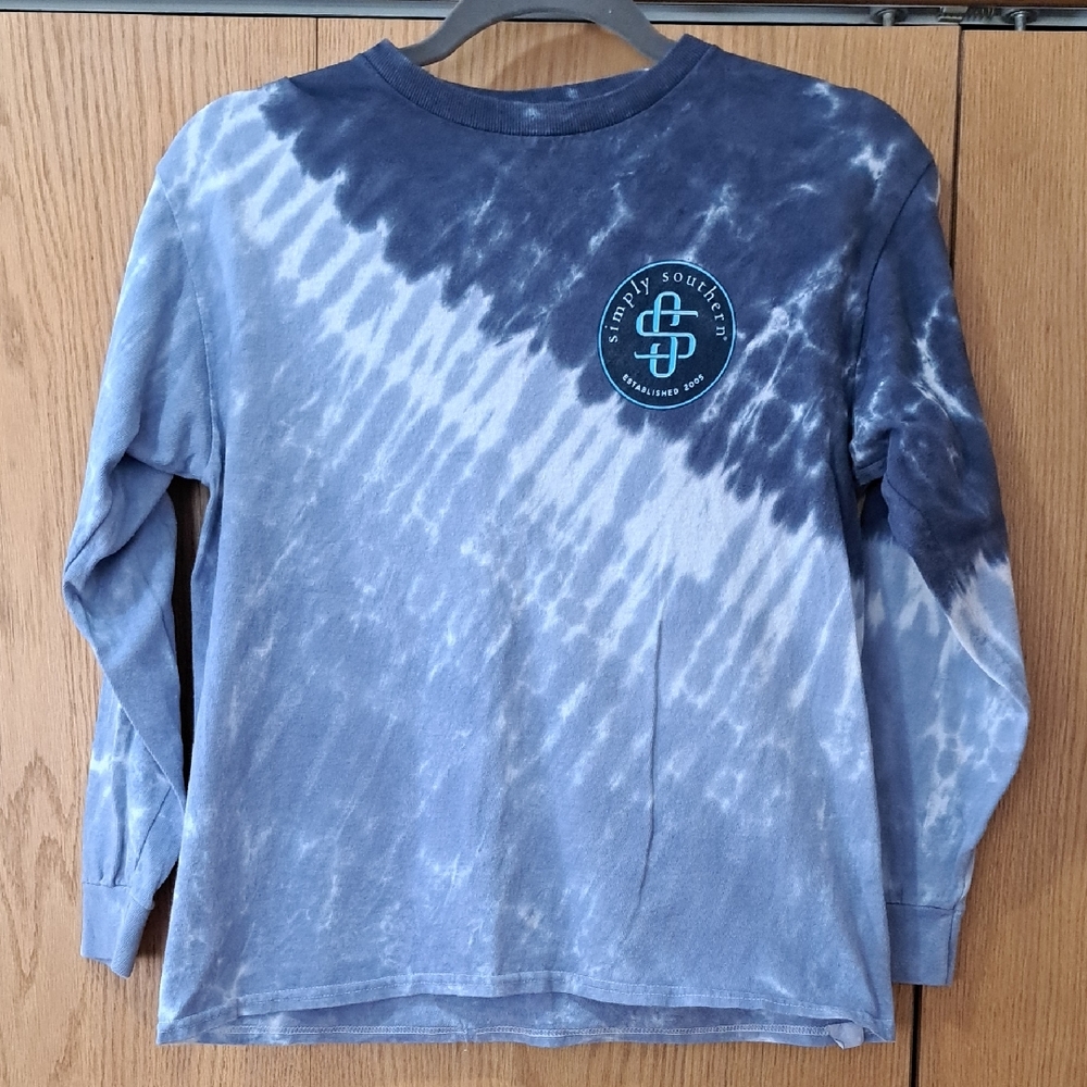 Simply Southern Kids Navy and White Tie-Dye Long Sleeve Tee